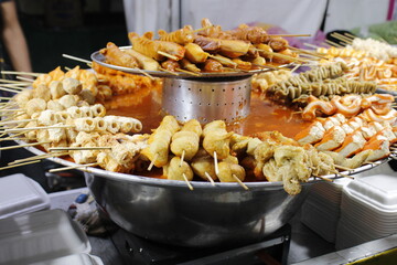 Korean street food sold at a night market