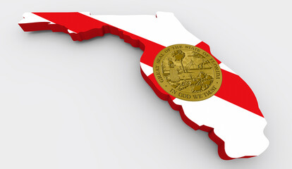Florida State Flag FL Map Background 3d Illustration
