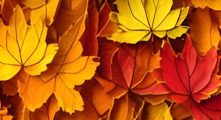 Naklejka na ściany i meble Fall Autumn Colorful Leaves Background.