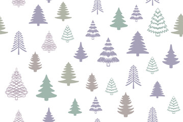 Obraz premium Christmas tree pattern, Hand drawn illustrations. 