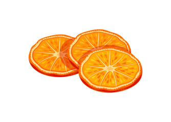 Orange dried fruit isolated on white background. Vector illustration of sweet dried orange in flat style. Icon of orange. Healthy snacks. Cartoon style