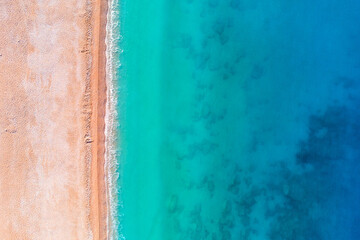 Aerial view of the coast mediterranean azure sea