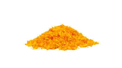Raw Orange Peel Pile Isolated, Zest on White Background
