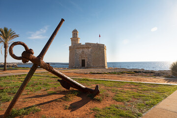 Castillo de Sant Nicolau, junto al puerto de Ciutadella, en la isla de Menorca (Islas Baleares, España)