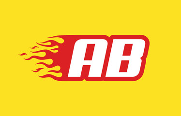 AB or A B fire logo vector design template. Speed flame icon letter for your project, company or application.