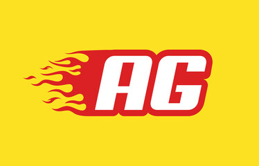 AG or A G fire logo vector design template. Speed flame icon letter for your project, company or application.