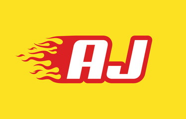AJ or A J fire logo vector design template. Speed flame icon letter for your project, company or application.