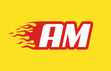AM or A M fire logo vector design template. Speed flame icon letter for your project, company or application.