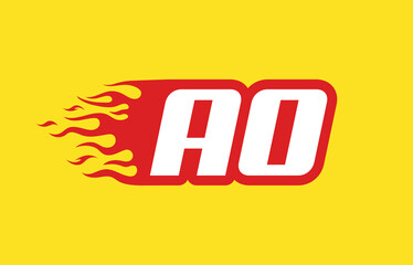 AO or A O fire logo vector design template. Speed flame icon letter for your project, company or application.