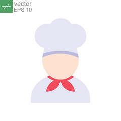 chef icon, cook, logo, flat style. Chef in a cooking hat. Kitchen and restaurant serving concept for topics like catering food service. Vector illustration. design on white background. EPS 10