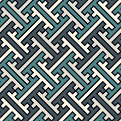 Seamless Sayagata pattern. Repeated interlocking keys background. Oriental ornament. Window tracery image. Ancient ethnic mosaic motif. Geometric digital paper. Textile print. Vector artwork.