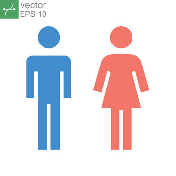 male and female icon, toilet, woman, people logo, flat style. Bathroom and restroom sign. Symbols of man and women. Partner gender logo. Vector illustration design on white background. EPS 10