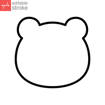 animal, bear head shape icon, outline style. Teddy bear simple avatar character. Soft baby toy face logo for animal cat cartoon. Editable stroke Vector illustration. design on white background EPS 10 