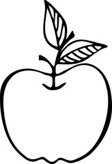 Apple doodle hand drawn contour. PNG.