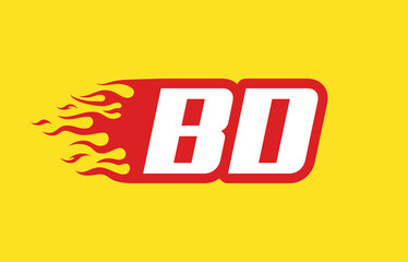 BD or B D fire logo vector design template. Speed flame icon letter for your project, company or application.