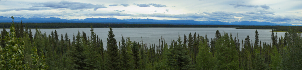 Panoramic view of Willow Lake from Richardson Highway in Alaska, United States,North America
