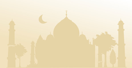 Silhouette of the Muslim mosque Ramadan kareem traditional Islamic holiday Vector illustration