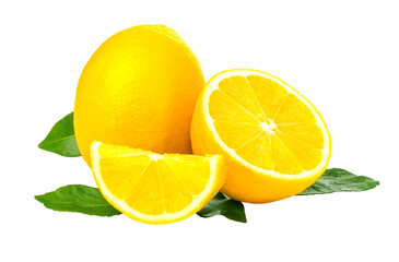 Fresh lemons on transparent background,