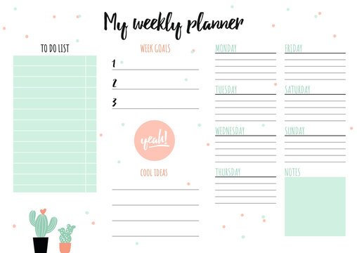 Weekly Printable planner Schedule for everyday A4