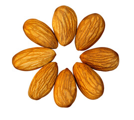 Almonds isolated on transparent background,