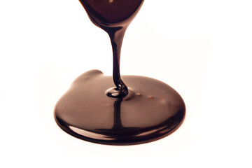 Delicious smooth chocolate sauce, flowing chocolate sauce