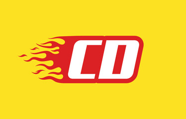 CD or C D fire logo vector design template. Speed flame icon letter for your project, company or application.