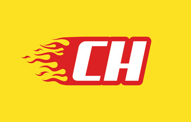 CH or C H fire logo vector design template. Speed flame icon letter for your project, company or application.