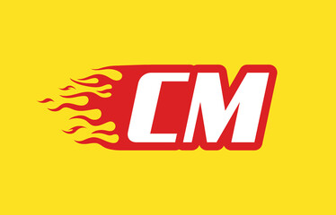 CM or C M fire logo vector design template. Speed flame icon letter for your project, company or application.