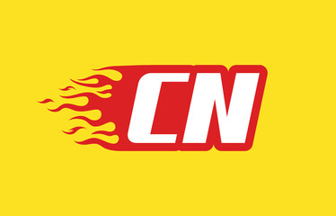 CN or C N fire logo vector design template. Speed flame icon letter for your project, company or application.