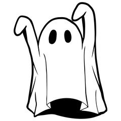 Retro Ghost Halloween design t-shirt design. Cute cartoon. vintage vector illustration