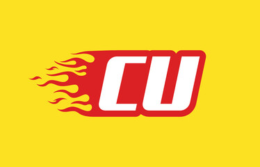 CU or C U fire logo vector design template. Speed flame icon letter for your project, company or application.