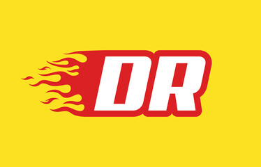 DR or D R fire logo vector design template. Speed flame icon letter for your project, company or application.