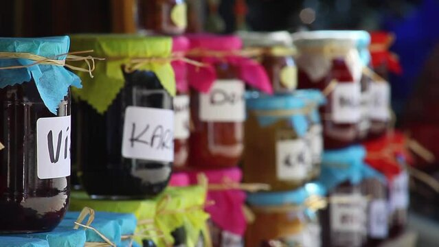 honey and jam local product for sale in sirince village market in izmir, turkey