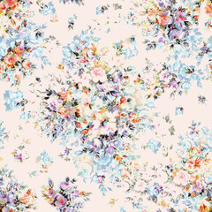 Abstract floral print bouquets of roses 