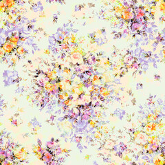 Fototapeta na wymiar Abstract floral print bouquets of roses 