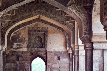 Fototapeta Mughal Architecture inside Lodhi Gardens, Delhi, India, Beautiful Architecture Inside the The Three-domed mosque in Lodhi Garden is said to be the Friday mosque for Friday prayer, Lodhi Garden Tomb obraz