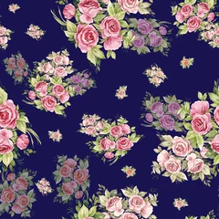 Kissenbezug Abstract seamless floral print painted rose bouquets © Irina Chekmareva