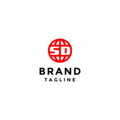 Initial Letter SD Inside Globe Icon. Creative Design Unites Uppercase SD With Globe Icons.