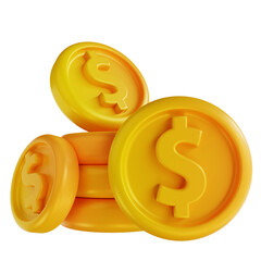 3D illustration colorful pile of dollar coins