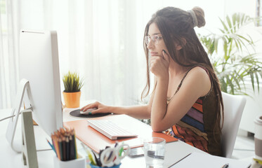 Woman working with her computer