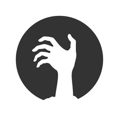Hand of zombie graphic icon. Hand from under ground isolated symbol on white background. Vector illustration