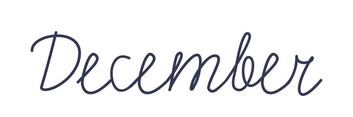 December. Handwriting text of the month of the year. Hand drawn lettering on a transparent background.