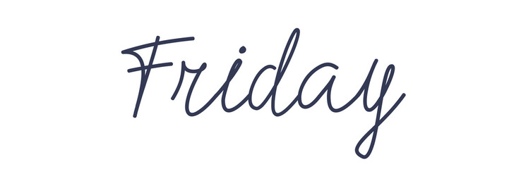 Friday. Handwriting text day of the week. Hand drawn lettering on a transparent background.