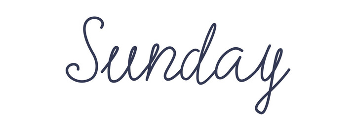 Sunday. Hand writing text day of the week. Hand drawn lettering on a transparent background.