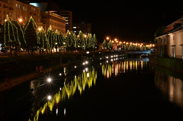 Fototapeta na wymiar 北海道小樽運河の夜景