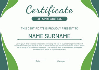 Certificate template design with green flat design