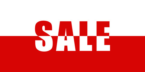 Advertising banner SALE. Red and white color. Vector illustration.