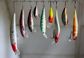 A set of fishing lures and equipment