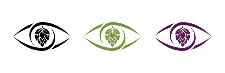 Eye illusions brewing hop symbol icon logo vector