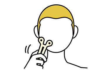 美容、メンズスキンケア、美顔ローラーを使う男性